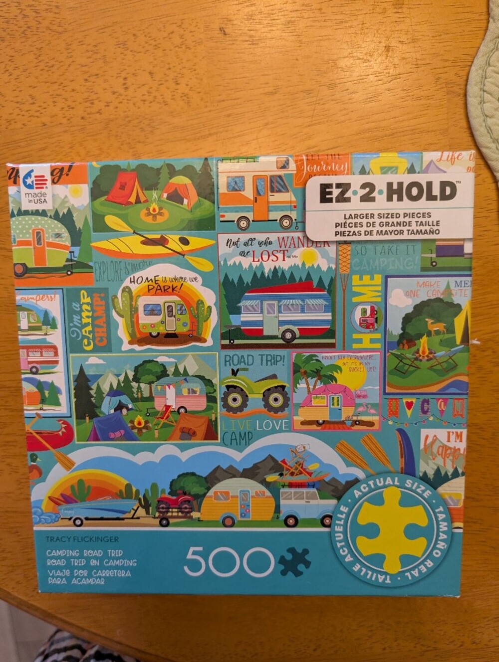 Ceaco Camping Road Trip 500 Piece Jigsaw Puzzle RV Camper Lg Pieces GUC Summer